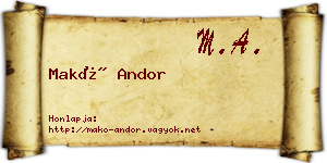 Makó Andor névjegykártya